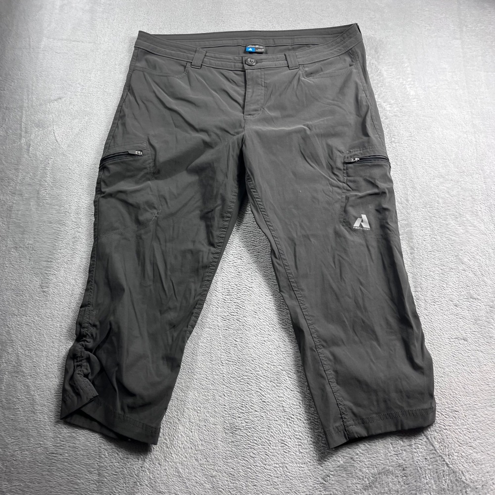 Eddie Bauer First Ascent Women 12 Gray Hiking Capri Pants Cargo Ruched Outdoor